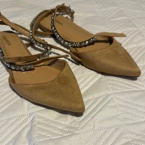 Express Tan Embellished Pointed Heels
